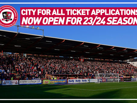 City for All Ticket Applications are now open for the 23/24 season