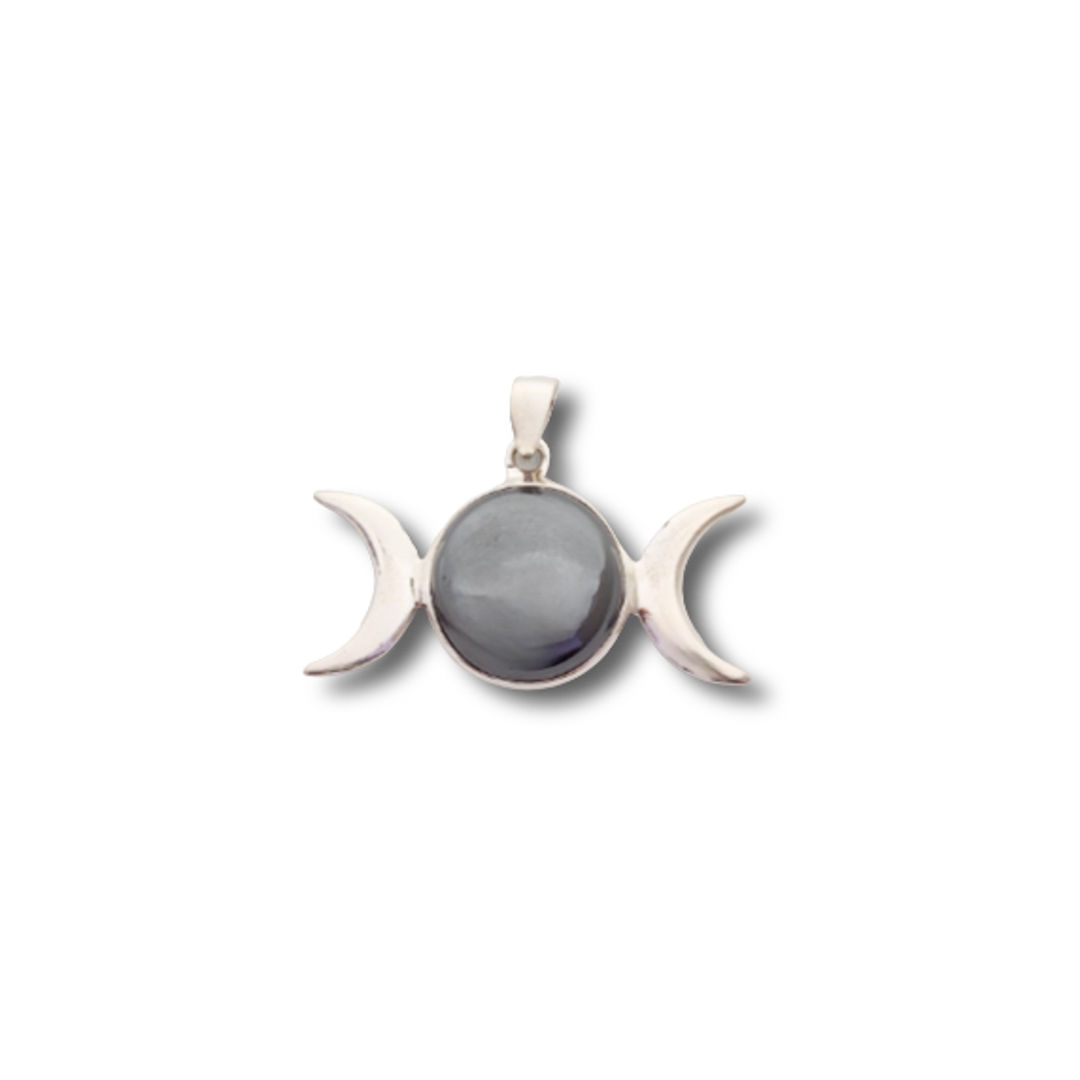 Triple Moon Pendant w/ Hematite .925 Silver