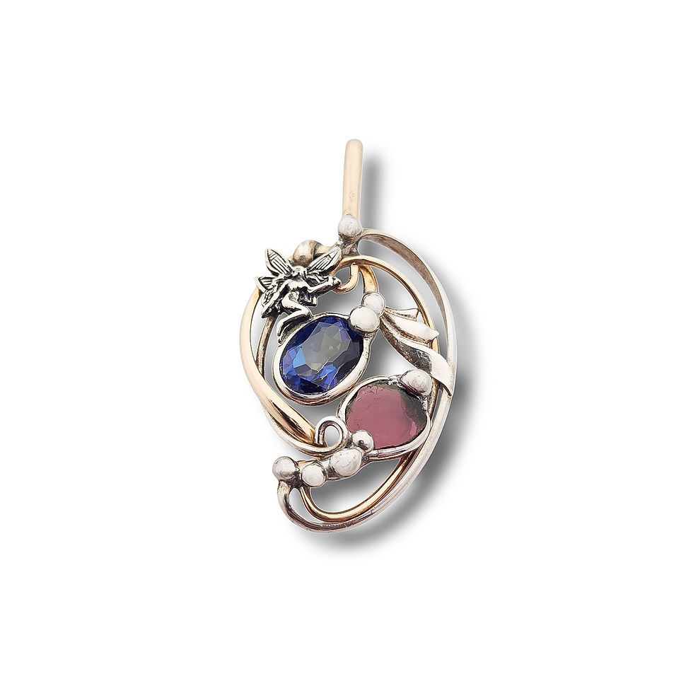 Tanzine Aura and Watermelon Tourmaline Pendant .925 Sterling Silver