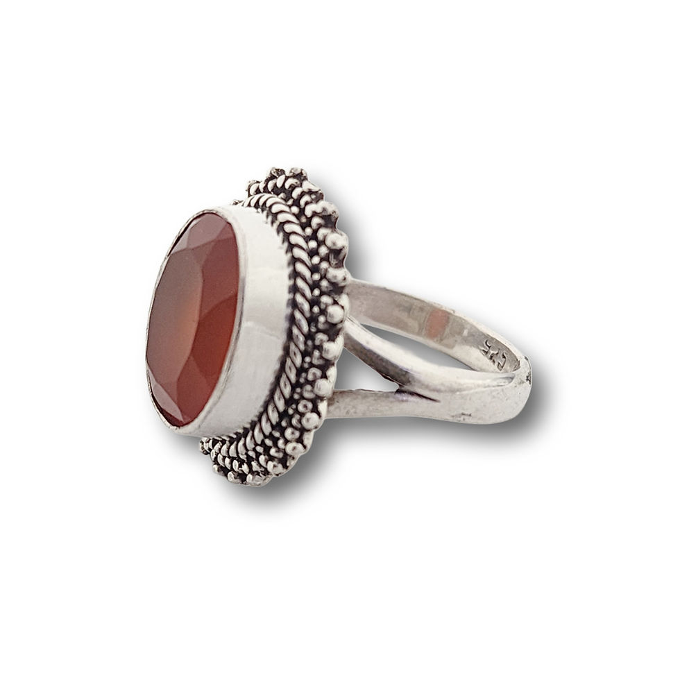 Thumbnail: Carnelian Ring .925 Sterling Silver (O1) Side