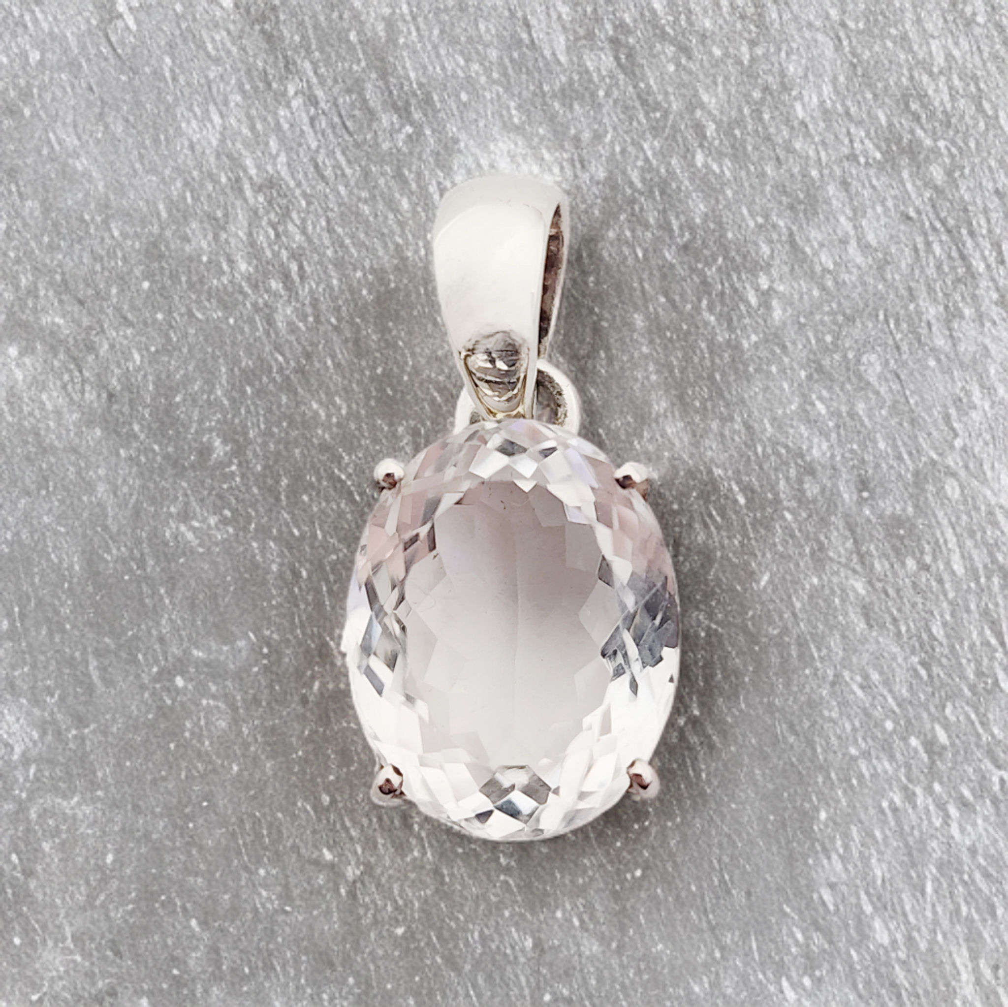 Crystal Quartz Pendant .925 Sterling Silver (O2)
