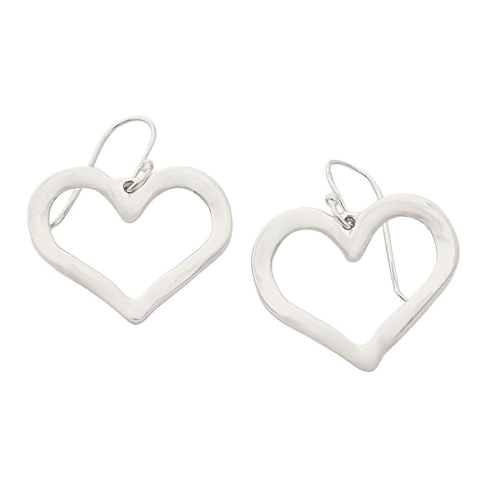 Thumbnail: Heart Dangle Earrings .925 Sterling Silver (S2) WB