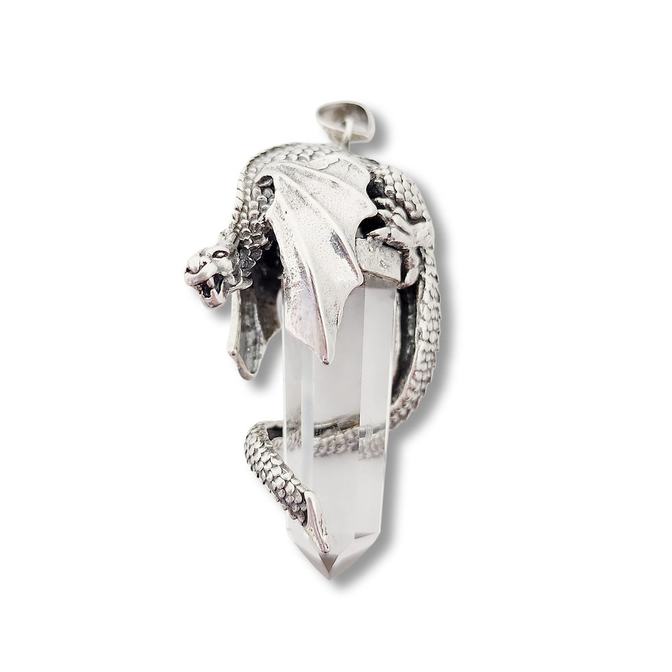 Thumbnail: Dragon Crystal Quartz Pendant .925 Sterling Silver (S4) WB