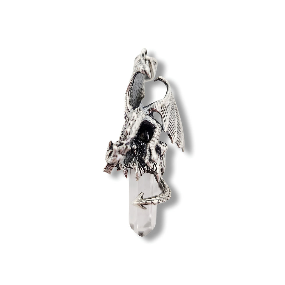 Thumbnail: Dragon Crystal Quartz Pendant .925 Sterling Silver (S5) Side