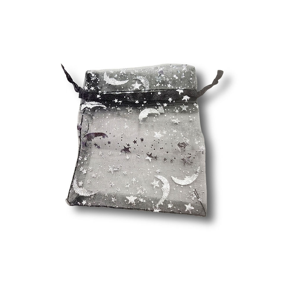 Thumbnail: Moon & Stars Organza Pouch 3"x4" Black
