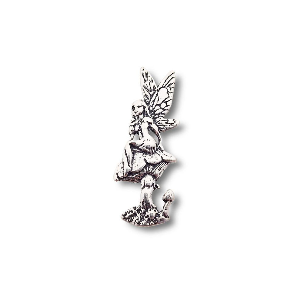 Fairy on Toadstool Pendant .925 Sterling Silver