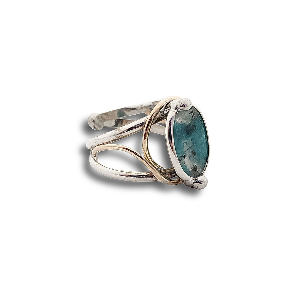 Thumbnail: Ajoite in Quartz Cuff Ring .925 Sterling Silver Left