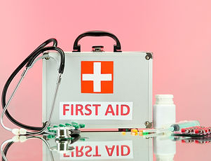First Aid box on pink BG