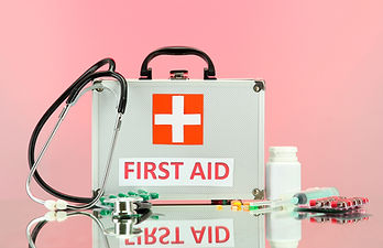 First Aid box on pink BG