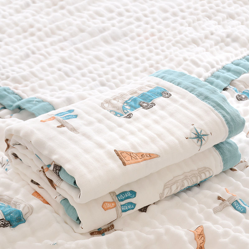 Thumbnail: Fluffy Muslin Cotton Baby Blankets with Kids Print