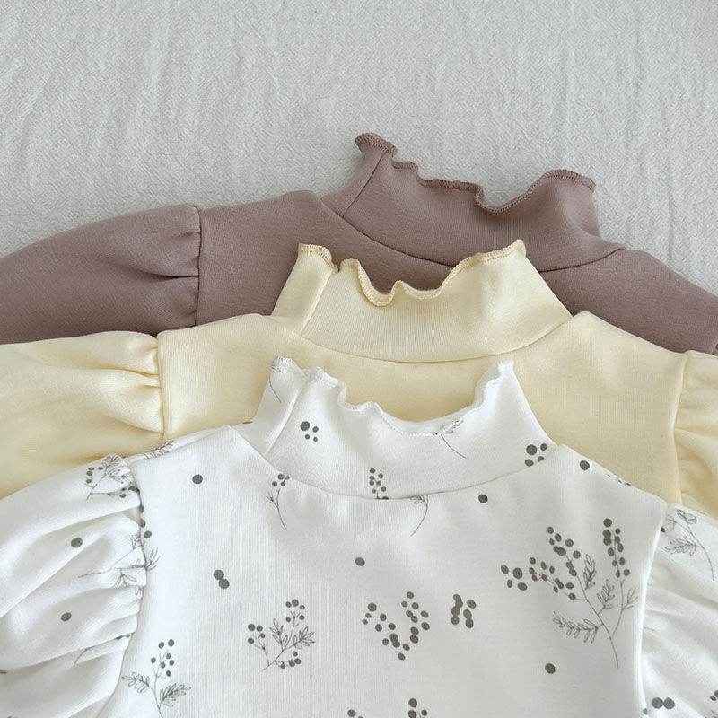 Thumbnail: High Collar Long Sleeve Cotton T-shirt for Baby Girls