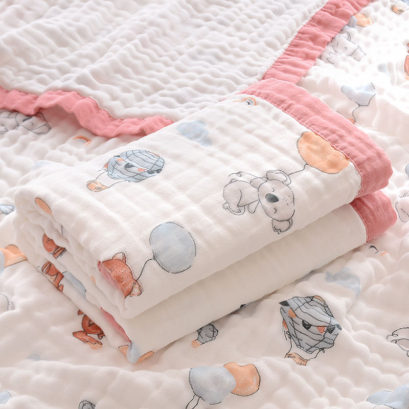Thumbnail: Fluffy Muslin Cotton Baby Blankets with Kids Print