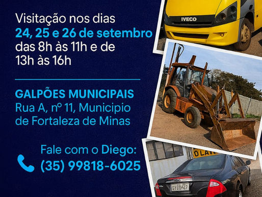 📰 Fortaleza de Minas realiza Leilão de Inservíveis em setembro