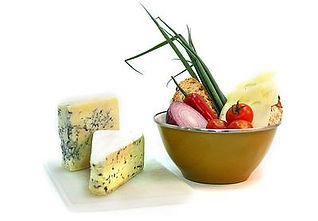 Queijo azul com legumes