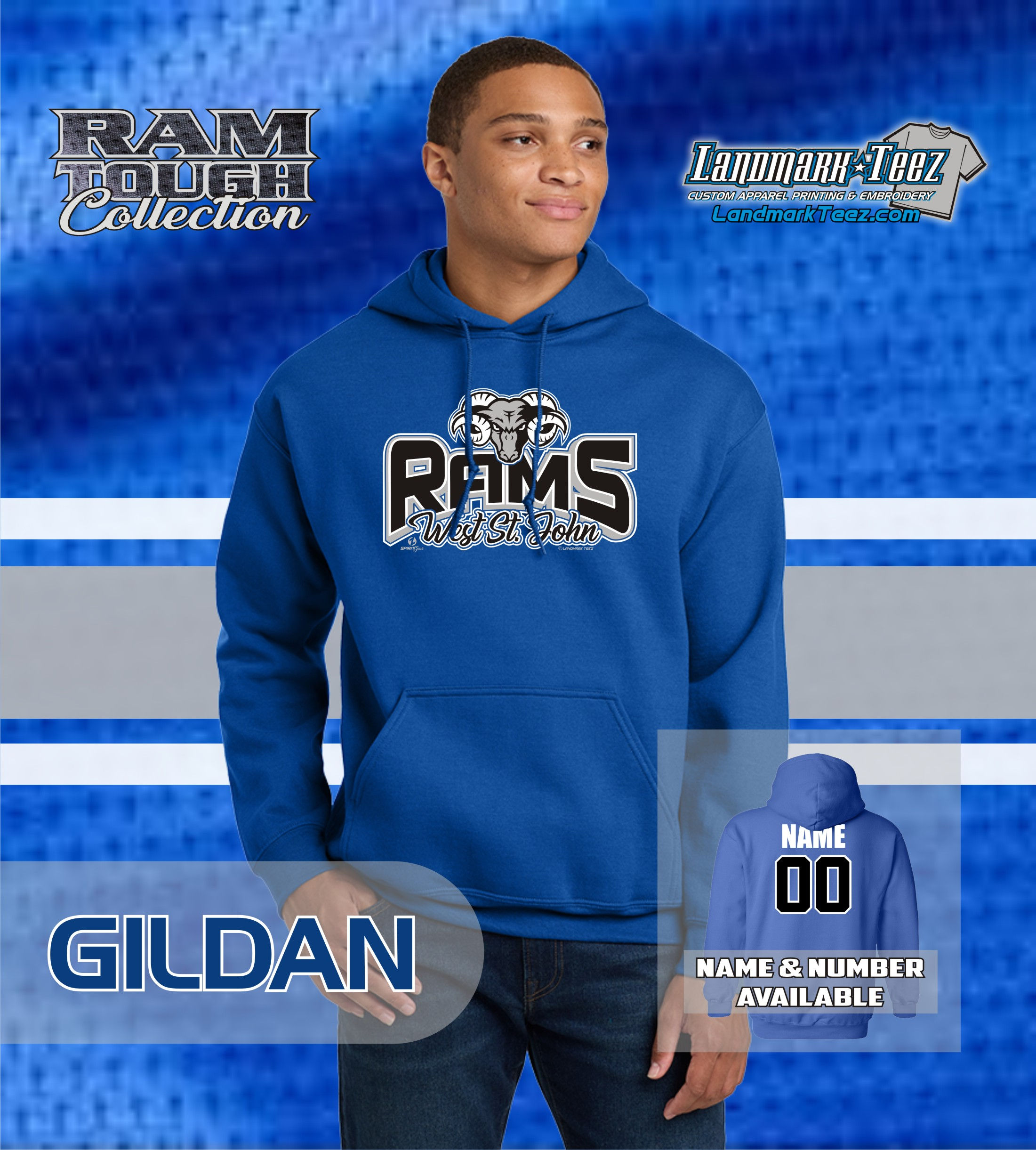 West St. John Rams Gildan Heavy Blend Hooded Sweatshirt