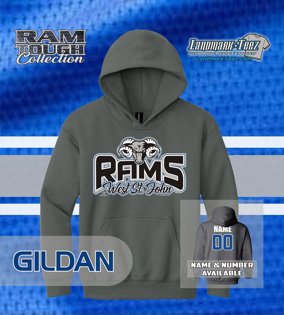 Thumbnail: West St. John Rams Gildan Heavy Blend Youth Hooded Sweatshirt