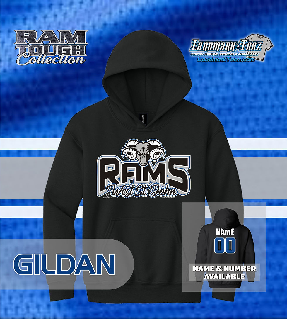 Thumbnail: West St. John Rams Gildan Heavy Blend Youth Hooded Sweatshirt