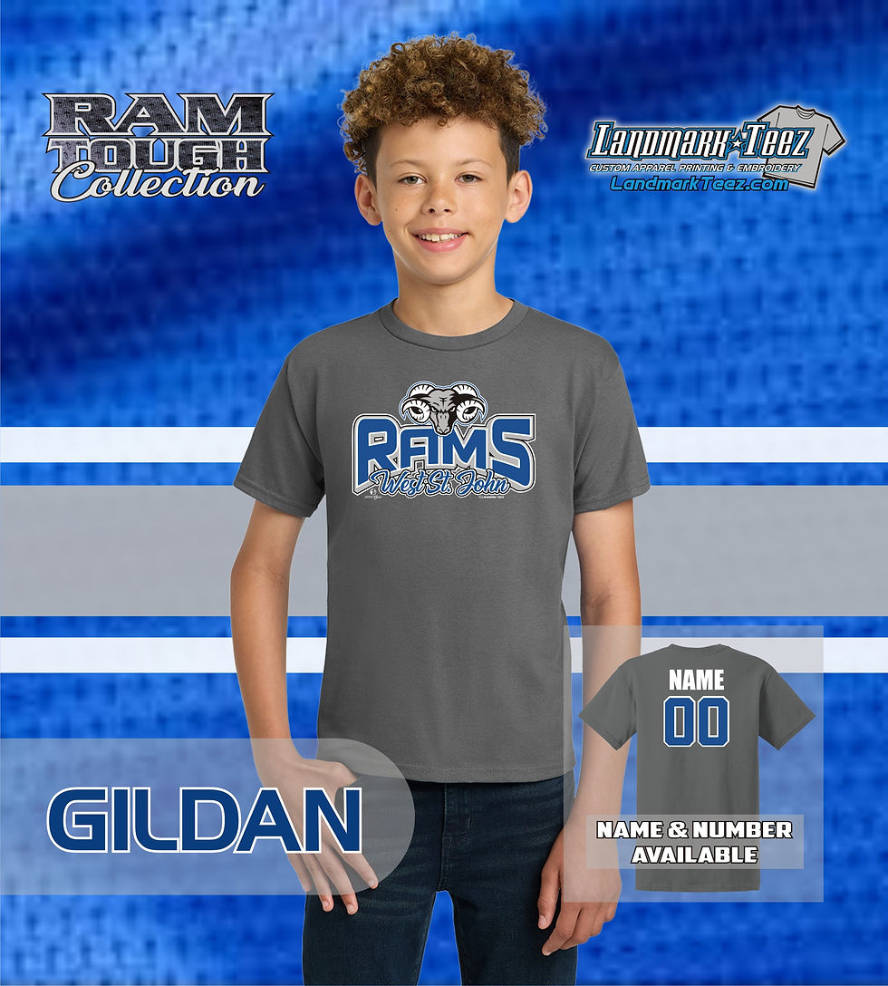 Thumbnail: West St. John Rams Gildan Ultra Cotton Youth T-Shirt