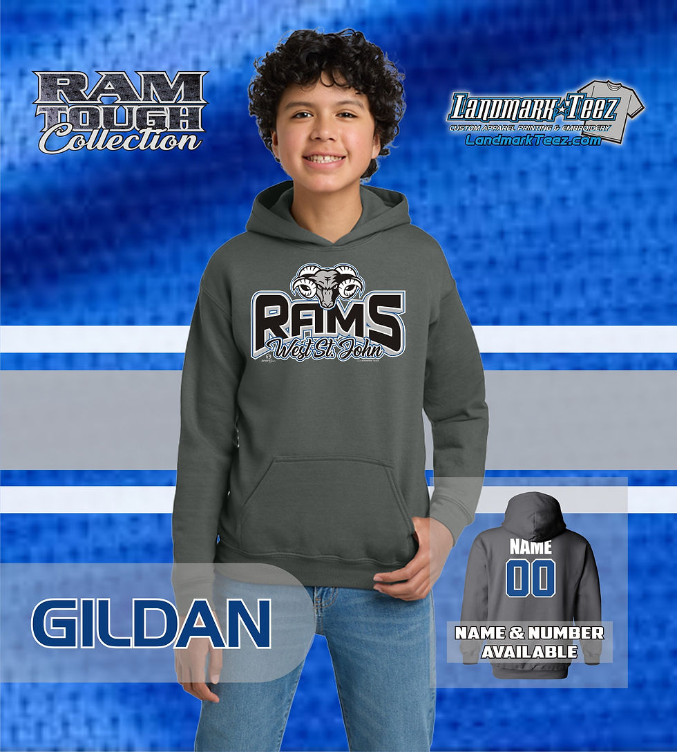 Thumbnail: West St. John Rams Gildan Heavy Blend Youth Hooded Sweatshirt