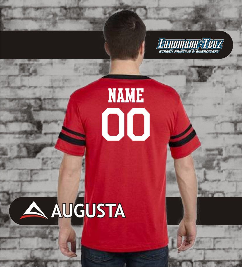 Thumbnail: Warriors Strong Red Stripe Sleeve Jersey