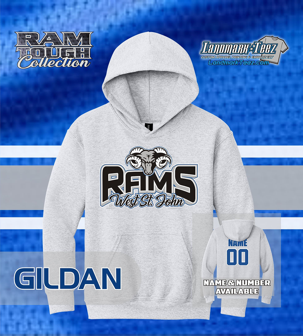 Thumbnail: West St. John Rams Gildan Heavy Blend Youth Hooded Sweatshirt