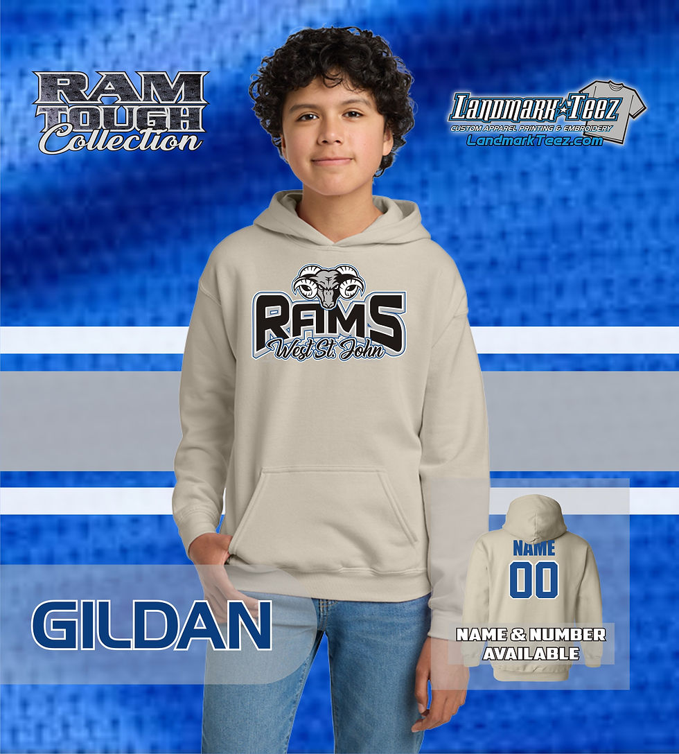 Thumbnail: West St. John Rams Gildan Heavy Blend Youth Hooded Sweatshirt