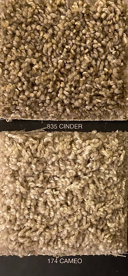 cinder-chrome is a brown color carpet and cameo-dove is a more beige color carpet available