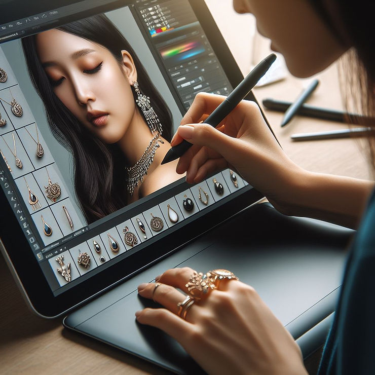 Post-Processing and editing of jewelry diamonds photography