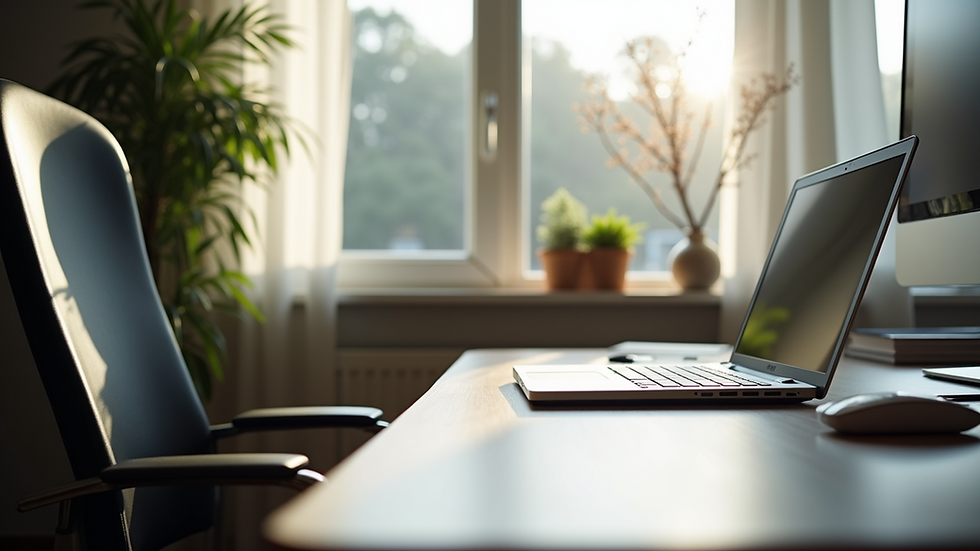 Eye-level view of a modern home office setup