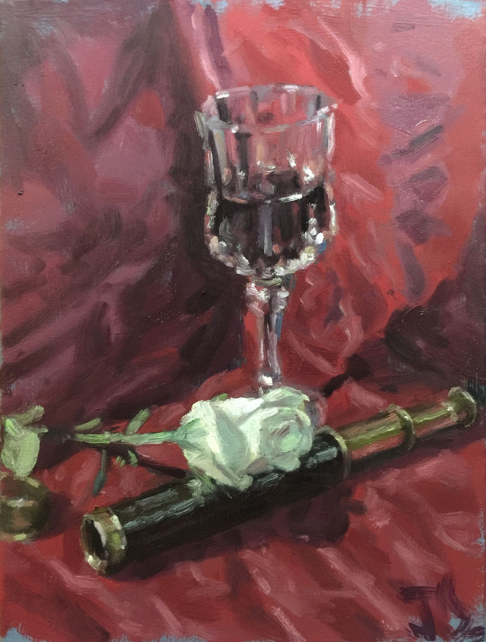 White-rose-telescope-and-grog - Photo Used as a Base Color (an artwork to hang on the wall) in the Substance Painter