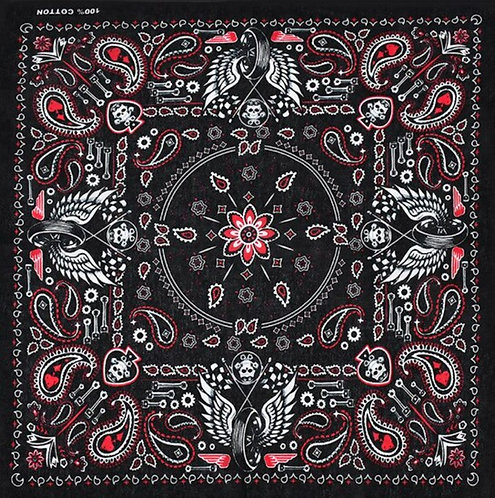 Bandana Carré Coton Unisexe Rock - GARAGE SKULLS