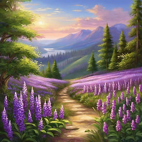 beautiful outdoor scene with purples and flowers and looks peacful.jpg