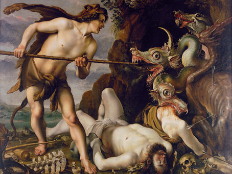 Cadmo uccide il drago di Hendrick Goltzius