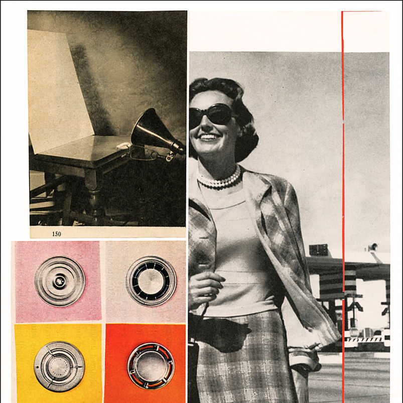 Analog Collage 16, 11 X 14 inches, vintage imagery sourced from popular culture magazines, 2026 Jim Ward Morris