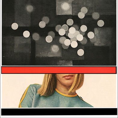 Analog Collage 06, 11 X 12 inches, vintage imagery sourced from popular culture magazines, 2026 Jim Ward Morris