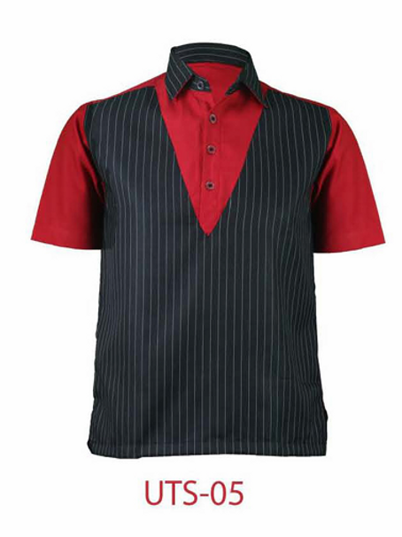 Striped red black housekeeping shirt