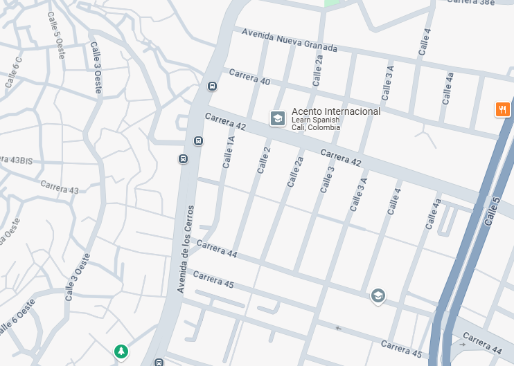 Google map excerpt of Avenida de los Cerros Cali Colombia