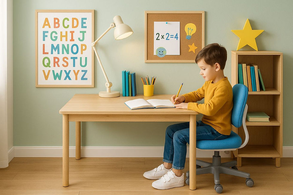 Kleiner Junge lernt an einem Schreibtisch in einem bunten Kinderzimmer.jpgKleiner Junge lernt an einem Schreibtisch in einem bunten Kinderzimmer