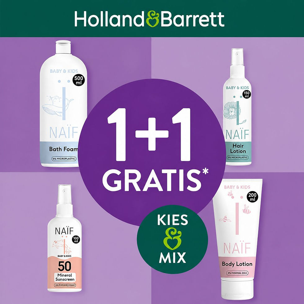 Tijdelijk 1+1 gratis op alle Naïf producten bij Holland & Barrett