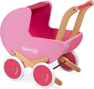 Janod Mademoiselle - Poppenwagen hout roze-min.jpg