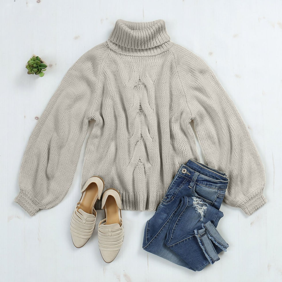 Thumbnail: Chunky Cable Knit Turtleneck Sweater
