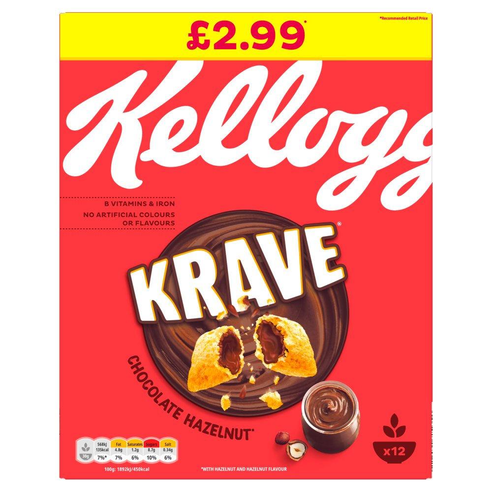 Kellogg's Krave Chocolate Hazelnut Cereal 375g