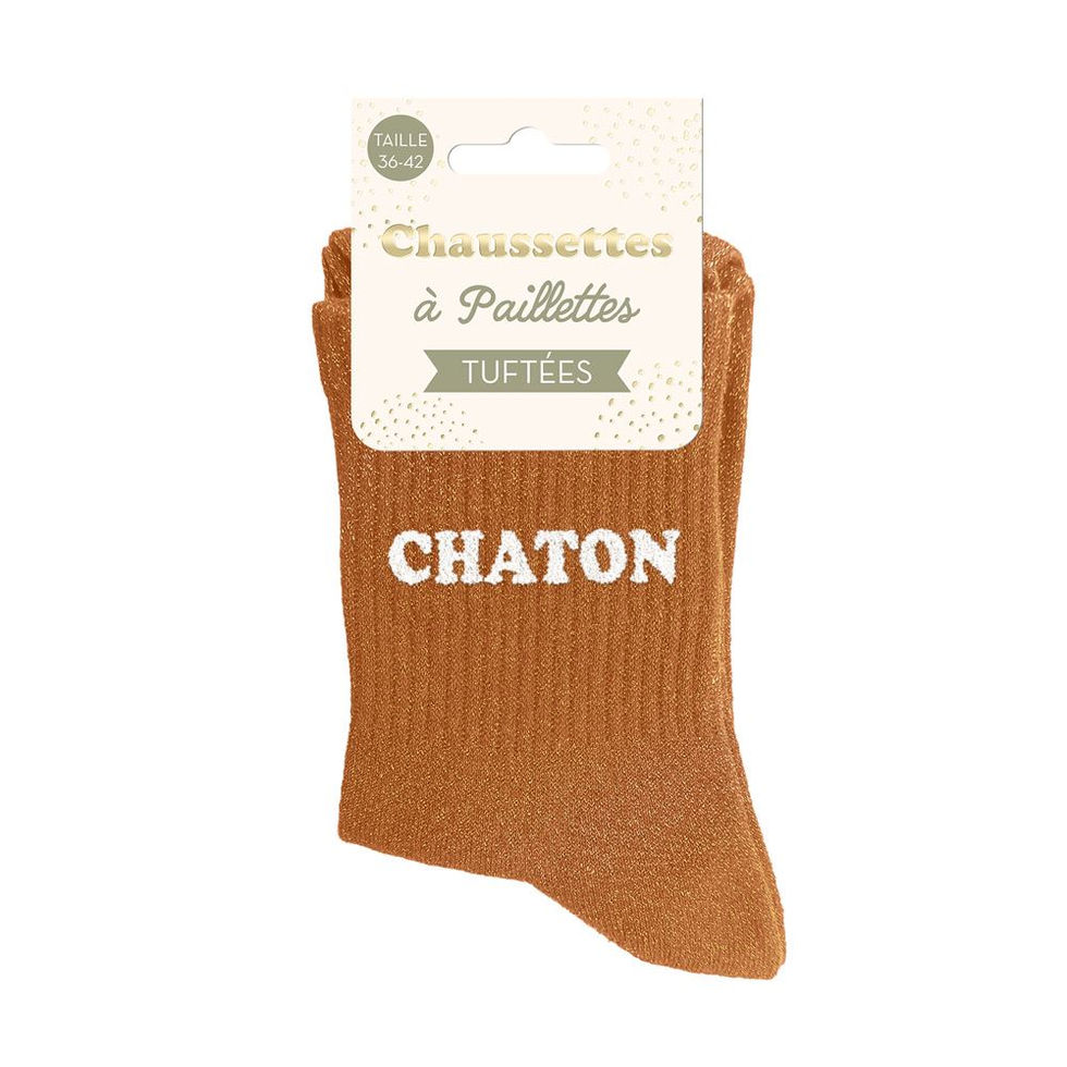 Chaussettes pailletées tuftées « Chaton »