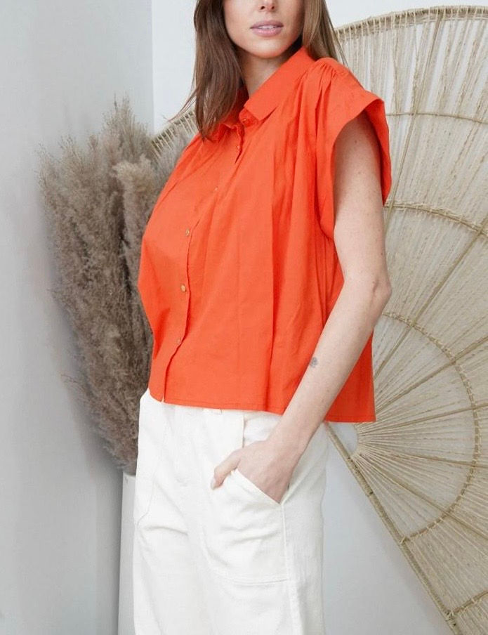 Blouse manches courtes orange