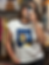 T-shirt blanc "AMORE" Print chien lunettes foulard bleu