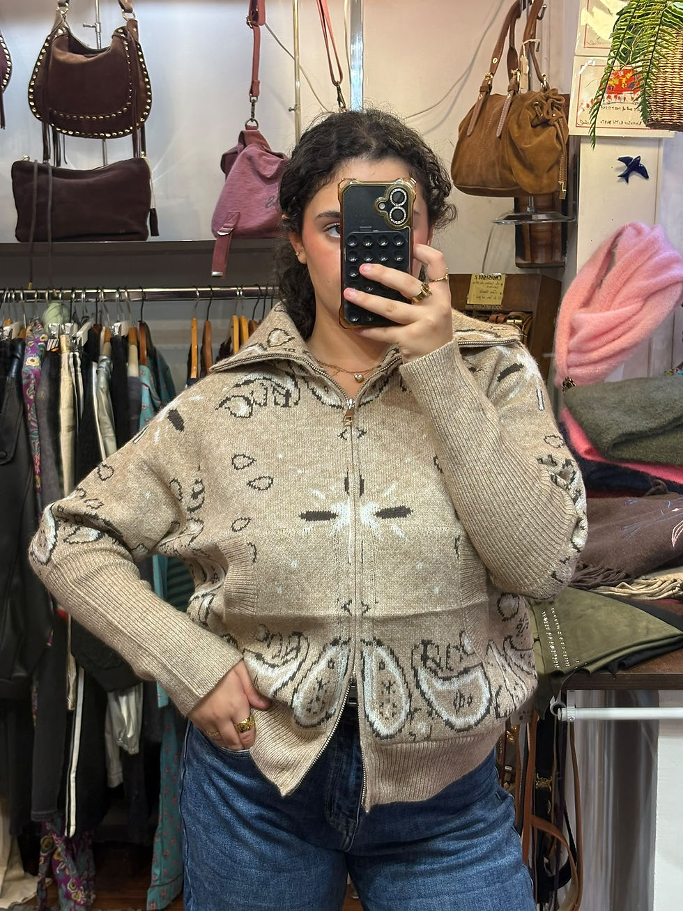 Gilet beige motif bandana