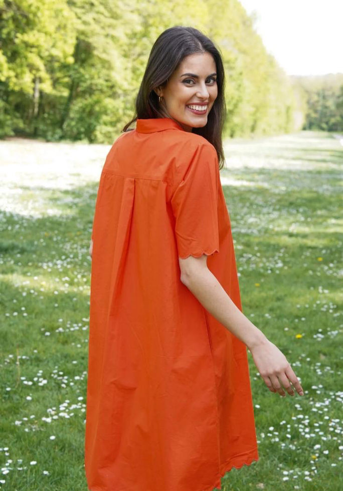 Robe chemise orange fluide