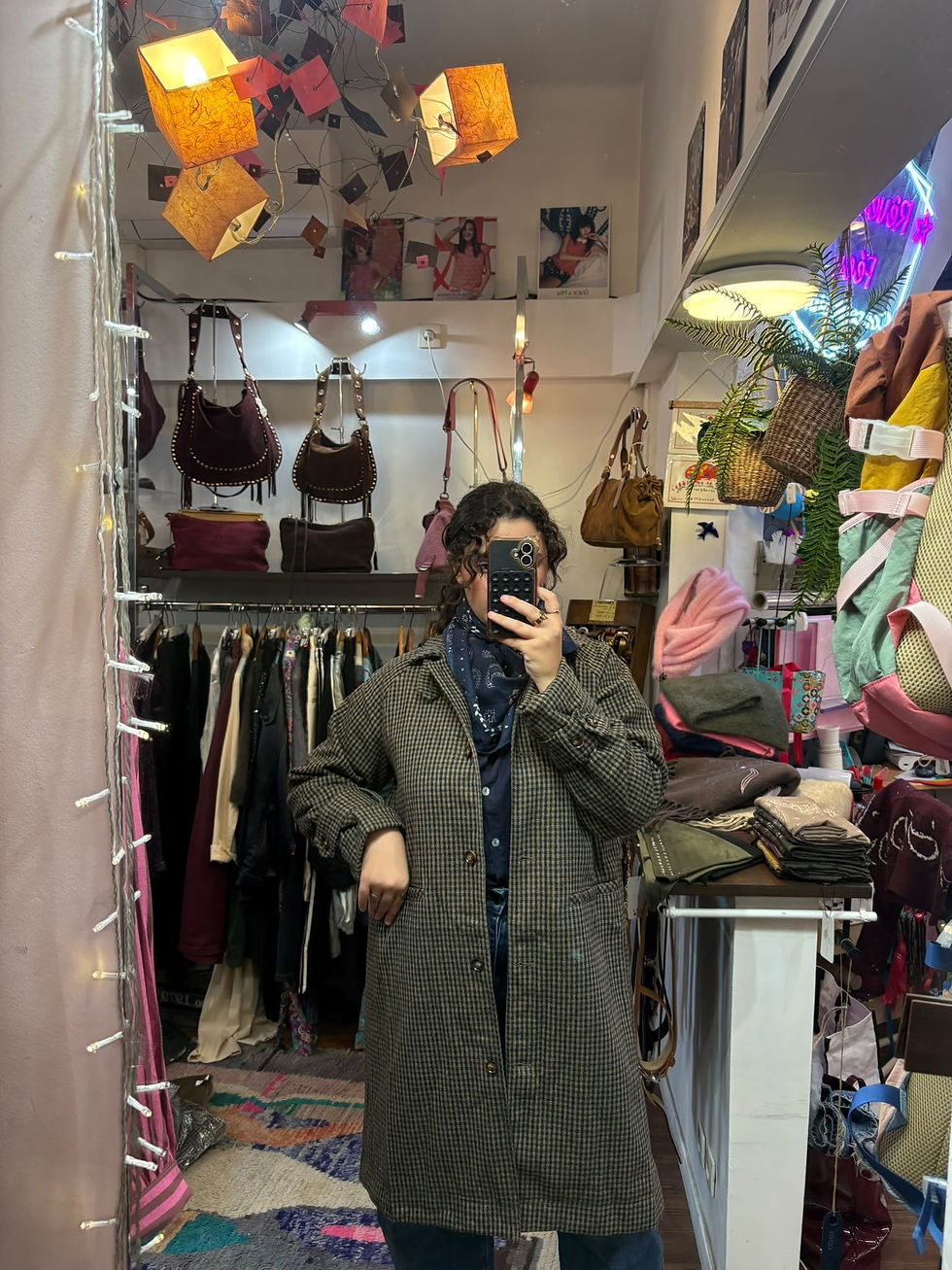 Manteau kaki petits carreaux