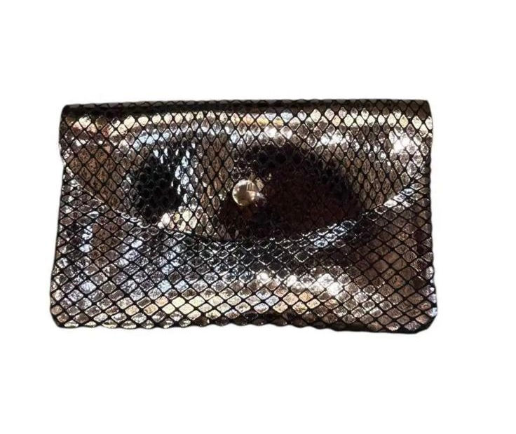 Porte-monnaie en cuir crocodile gris