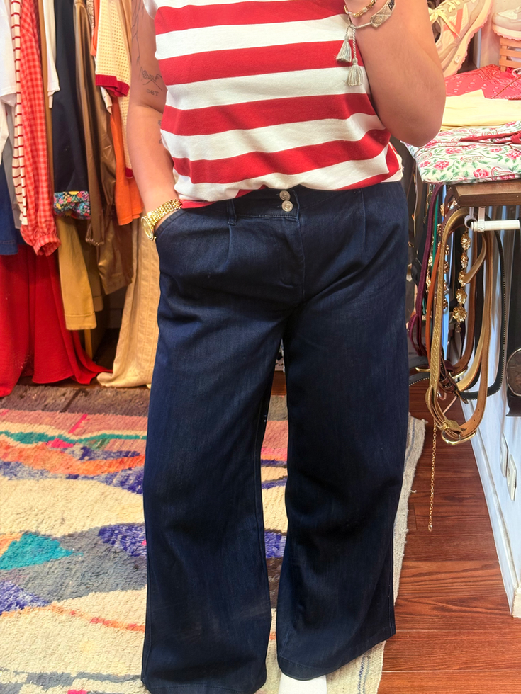 Pantalon Large Bleu